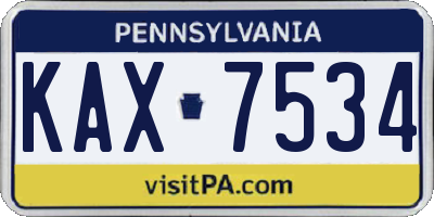 PA license plate KAX7534