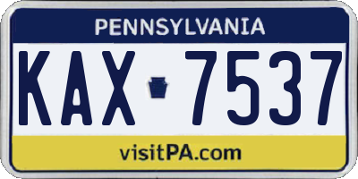 PA license plate KAX7537