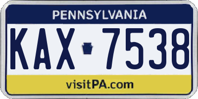 PA license plate KAX7538