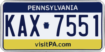 PA license plate KAX7551
