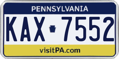 PA license plate KAX7552