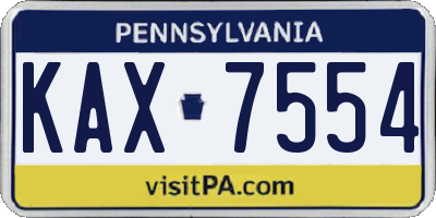 PA license plate KAX7554