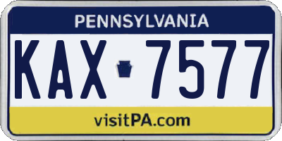 PA license plate KAX7577