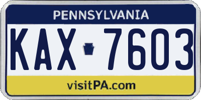PA license plate KAX7603