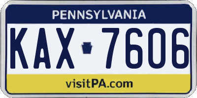 PA license plate KAX7606