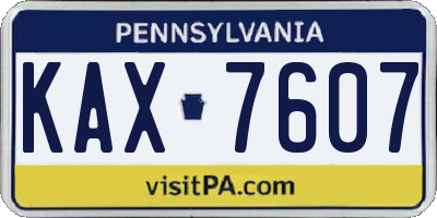 PA license plate KAX7607