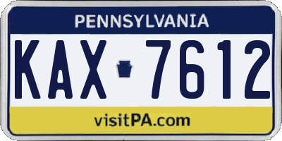 PA license plate KAX7612