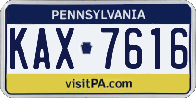 PA license plate KAX7616