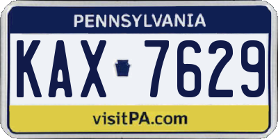 PA license plate KAX7629