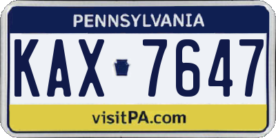 PA license plate KAX7647