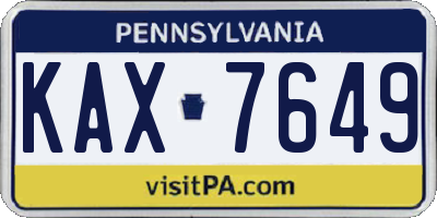 PA license plate KAX7649
