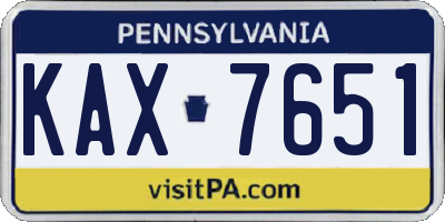 PA license plate KAX7651