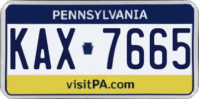 PA license plate KAX7665
