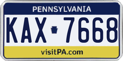 PA license plate KAX7668