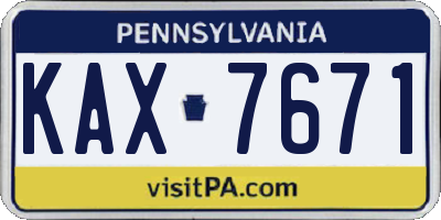 PA license plate KAX7671