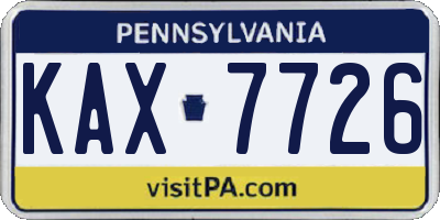 PA license plate KAX7726