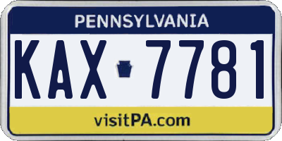 PA license plate KAX7781