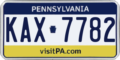 PA license plate KAX7782