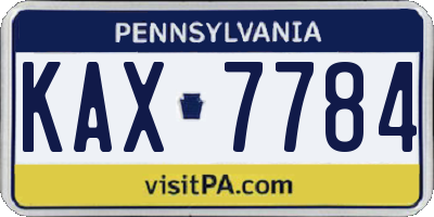PA license plate KAX7784