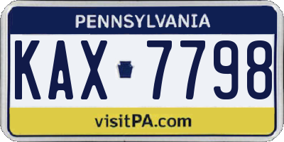 PA license plate KAX7798