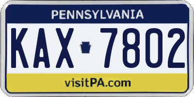 PA license plate KAX7802