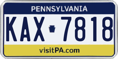 PA license plate KAX7818