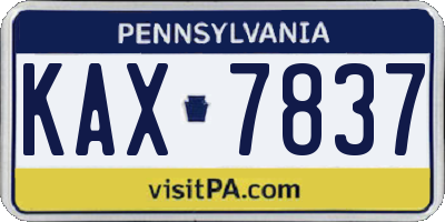 PA license plate KAX7837