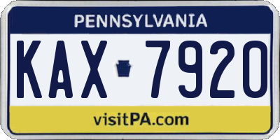 PA license plate KAX7920