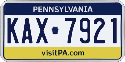PA license plate KAX7921