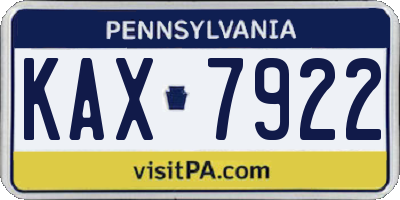 PA license plate KAX7922
