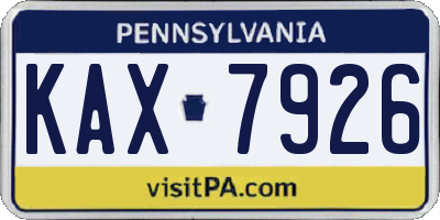 PA license plate KAX7926