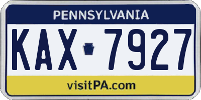 PA license plate KAX7927