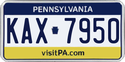 PA license plate KAX7950