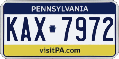 PA license plate KAX7972