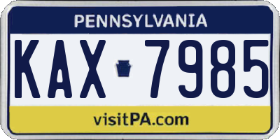 PA license plate KAX7985