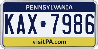 PA license plate KAX7986