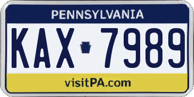 PA license plate KAX7989