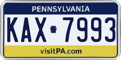 PA license plate KAX7993