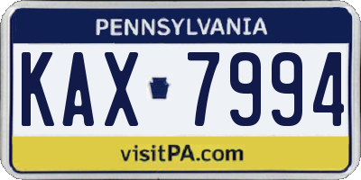 PA license plate KAX7994