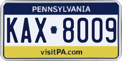 PA license plate KAX8009