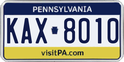PA license plate KAX8010