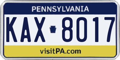 PA license plate KAX8017