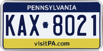 PA license plate KAX8021