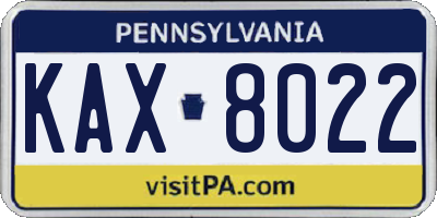 PA license plate KAX8022