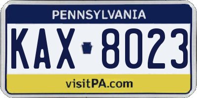 PA license plate KAX8023