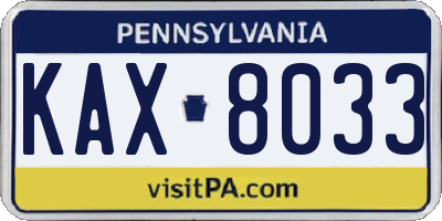 PA license plate KAX8033