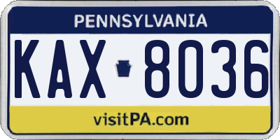 PA license plate KAX8036