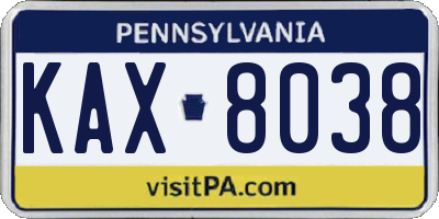 PA license plate KAX8038