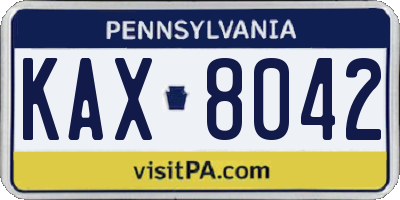 PA license plate KAX8042