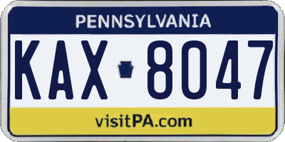 PA license plate KAX8047